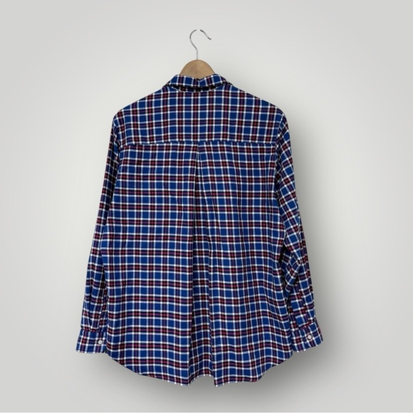 Grayson Shirt Blue Red Hero Plaid Feathered Cotton Flannel Button Down Size - Picture 6 of 14